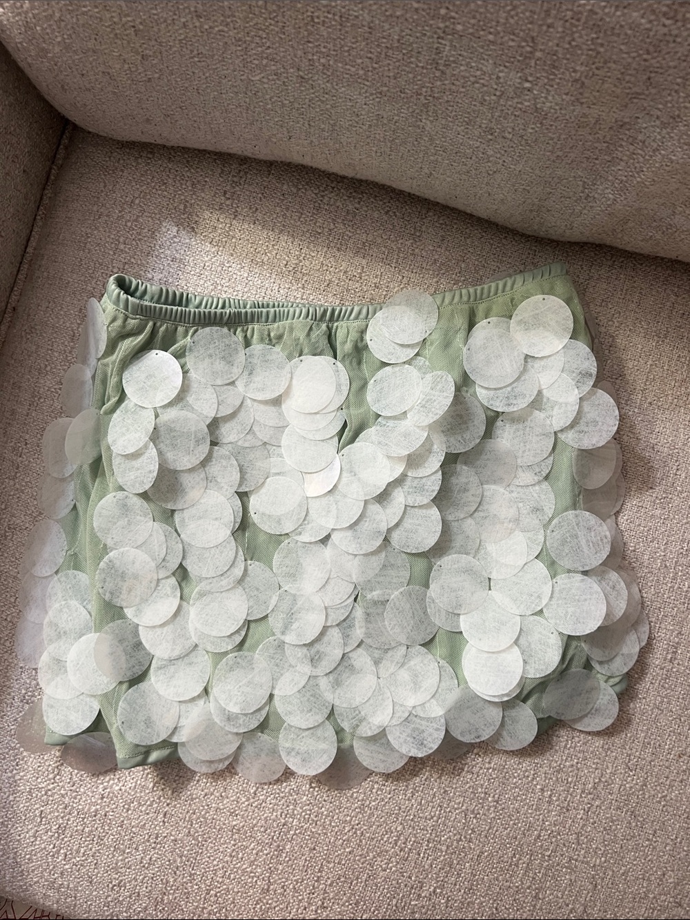 Light Green Sequin Circle Mini Skirt
